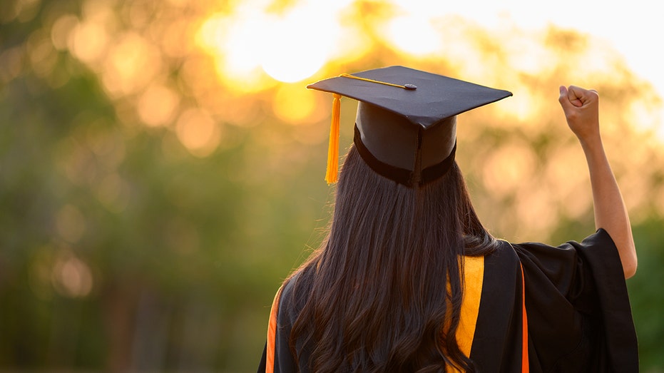 A student graduating